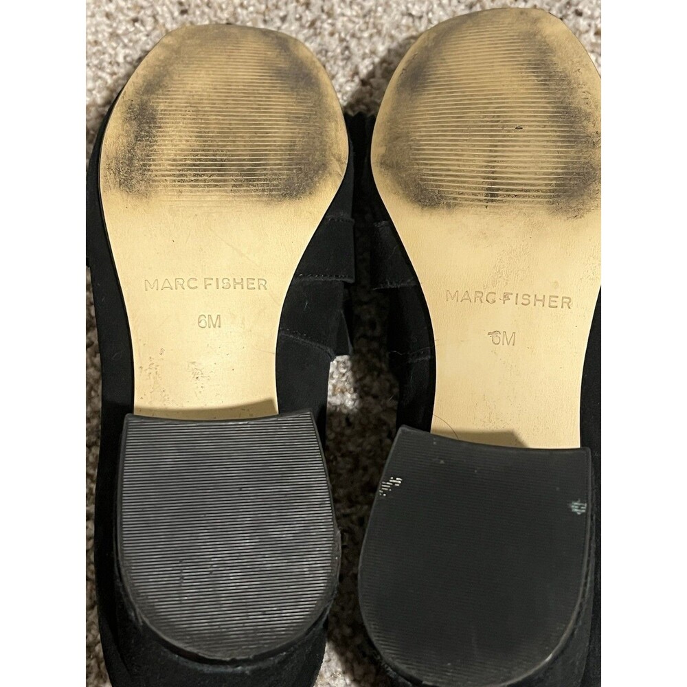 Marc Fisher Women's Loafers Suede Fringe Buckle Block Heel Black Size 6M - Picture 5 of 7